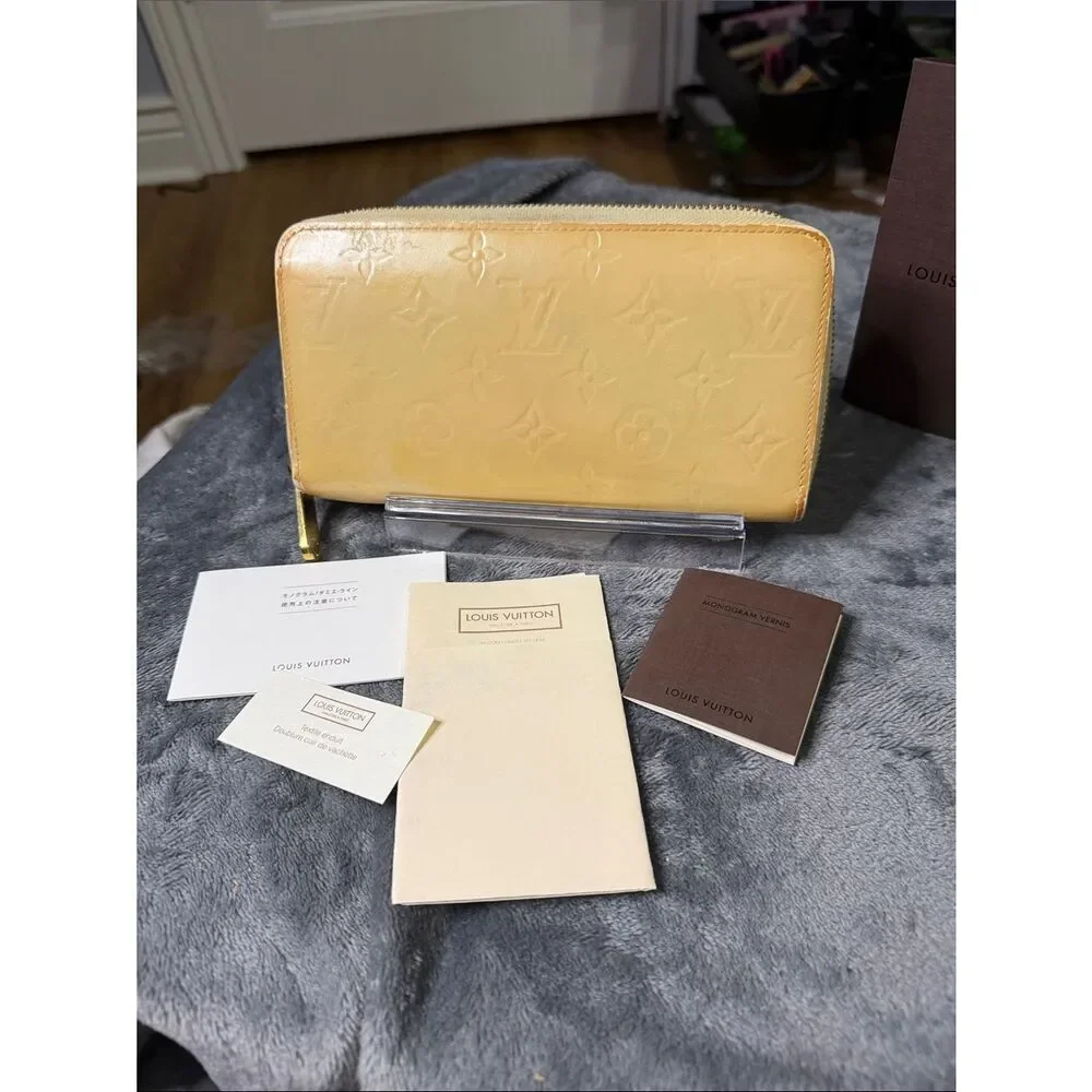 Louis Vuitton Yellow Vernis Zip-Around Monogram Wallet